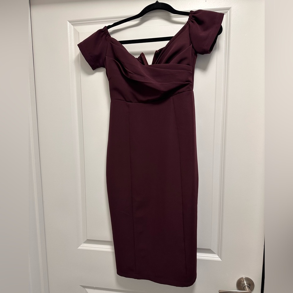 One One Six Maroon Midi Dress Xsmall